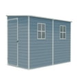 thumbnail image 3 of Olurrisa Upgraded 4x8 FT Outdoor Storage Shed, Grey Resin Shed with Floor and Two Windows, Lockable Doors and Sloping Roof Design for Garden and Patio Storage, 3 of 8