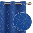 thumbnail image 1 of Cortinas opacas Deconovo con estampado geométrico, con aislamiento térmico, para dormitorio, color azul real/línea geométrica, 42 x 84 pulgadas, 1 of 6