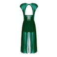 thumbnail image 6 of iEFiEL Womens Sheer Mesh Patchwork Lyrical Dance Dress Sleeveless Skirted Leotard Dance Costume Green M, 6 of 7