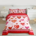 thumbnail image 2 of Feelyou Red Love Heart Bedding Comforter Set, Cartoon Watercolor Art Twin Comforter Sets, Romantic Valentines Day Reversible Bedding Set, Luxury Bedroom Decor, 2pcs, 2 of 8
