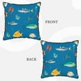thumbnail image 7 of Velvet Decorative Throw Pillow Covers Set of 2, Soft Square Cushion Cover with Invisible Zipper Ocean Underwater Fish Printing, 18"x18", 7 of 7