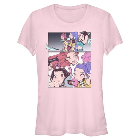 Juniors KPop Demon Hunters Huntrix Manhwa Panels T Shirt