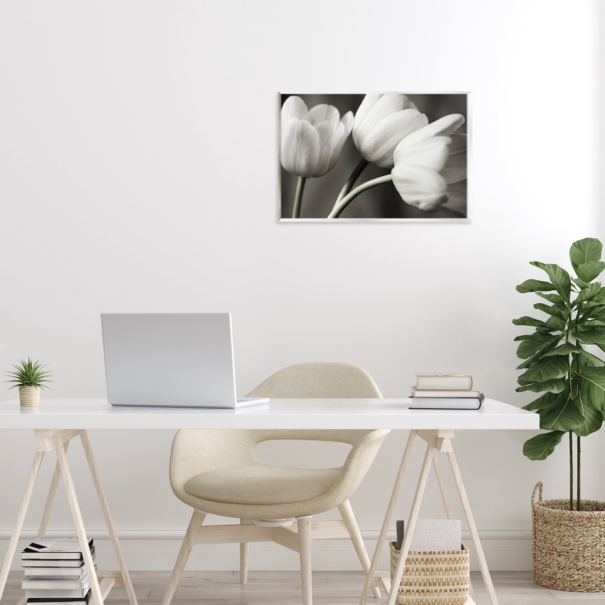 Stupell Industries Row Of Monochrome Tulips Wall Plaque Art, design by Tom Quartermaine