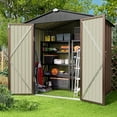 thumbnail image 5 of 6' x 4' Outdoor Storage Shed with Lockable Door, Aiho Metal Garden Shed, House Storage Sheds Outdoor for Backyard, Garden & Patio Organization - Light Brown, 5 of 10