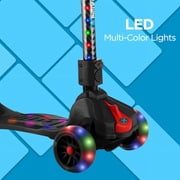 Hover-1 KidsGear Ziggy Folding Kick Scooter, Black, LED Lights, Safe For Kids, 3 Wheels
