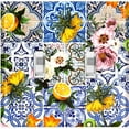 thumbnail image 1 of Metal Light Switch Plate Cover Floral Fruit Blue Tile Pattern Collage TIL004, 1 of 14