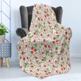 thumbnail image 4 of Strawberry Soft Flannel Fleece Throw Blanket, Doodle Branches of Strawberry and Flower Blossoming in Spring, Cozy Plush for Indoor and Outdoor Use, 50" x 70", Fern Green Vermilion, by Ambesonne, 4 of 5