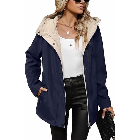 Giolshon Women's Lightweight Coat Windbreaker Zip Up Long Sleeve Jacket Outdoor Raincoat with Hood