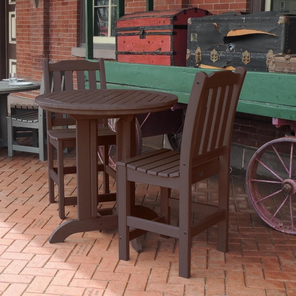 Highwood's 36" Round 3-pc Lehigh Dining Set - Counter Height, Outdoor, Eco-friendly, Synthetic Wood