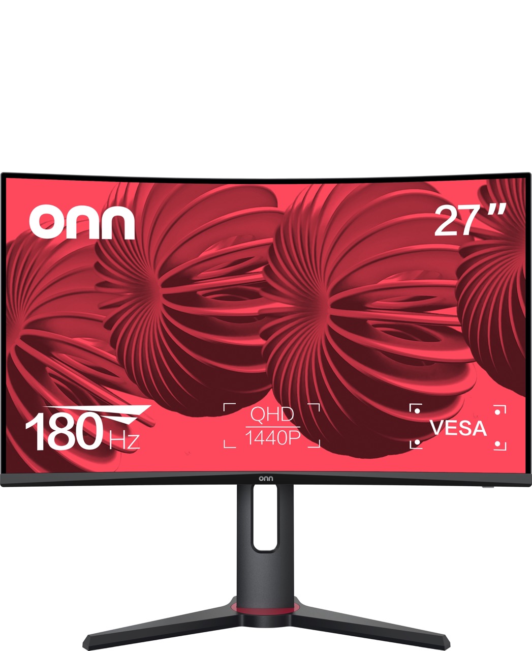 onn 27" Curved QHD (2560 x 1440p) 180Hz 1ms AMD FreeSync Gaming Monitor with Cables, Black, New