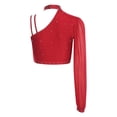 thumbnail image 4 of iiniim Women Shiny Rhinestone Dance Top Ballet Dance Adult Contemporary Shiny Crop Tops Burgundy L, 4 of 7