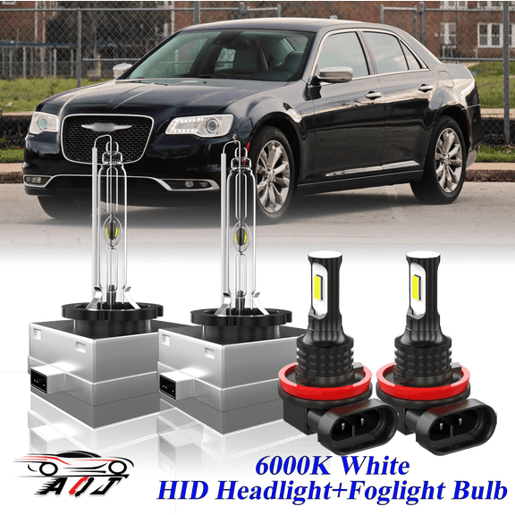 For Chrysler 300 2011-2015 White Front HID Headlight High-Low   LED Fog Light Bulbs