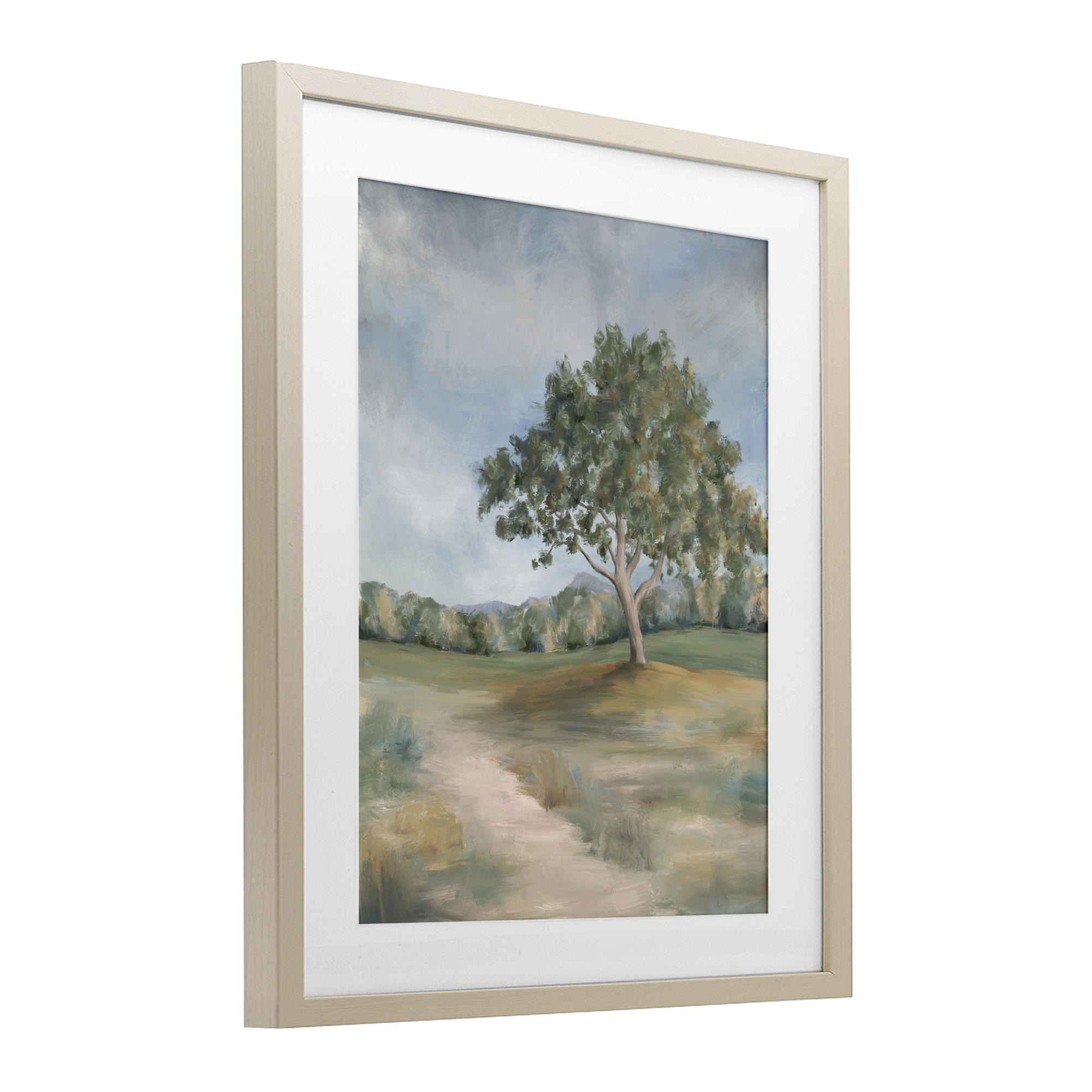 Countryside Tree Scenery Birch Framed Print Under Glass, design by Leah Noel Art