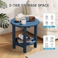 thumbnail image 3 of FUNDAZE 2-Tier Round HDPE Patio Side Table, End Tables For Living Room, Waterproof Indoor & Outdoor Small Table for Poolside, Garden, Navy Blue, 3 of 10