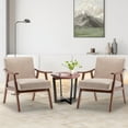 thumbnail image 3 of Mid-Century Modern Accent Chair,Velvet Upholstered Arm Chair with Solid Wood Frame & Extra-Thick Backrest,Single Sofa Armchair for Living Room, Bedroom, Balcont,Light Camel, 3 of 7
