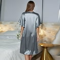 thumbnail image 4 of FLMEI Women Night Shirts Sleepwear//Night Dress for Women/Satin Nightgown//Womens Sleep Shirts//V Neck Side Split Sleepshirt Short Sleeves Sleepwear, 4 of 8