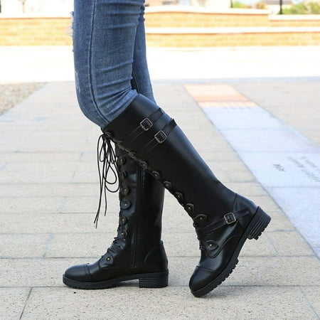 

European And American Thick Heel Women s Shoes Belt Buckle High Boot Large Size Women s Knight Boot