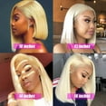 thumbnail image 6 of 180% Density 613 Blonde Bob Wig 13x4 Lace Front Wigs Human Straight Brazilian Virgin Human Hair Pre Plucked with Baby Hair for Black Women Bleached Knots Can be Dyed（150% Density,14inch）, 6 of 7