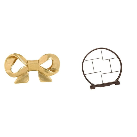Tnarru Brass Bowknot Furniture Handle for Kitchen Drawer and Cupboard Dresser Pull with Wood Display Stand Home Decor Organizer Antique Shelf for Bathroom Cabinets Office