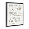 thumbnail image 2 of Stupell Industries White Wood Look Jesus And Germs Are Everywhere Wash Your Hands Sign Jet Black Framed Floating Canvas Wall Art, 24x30, by Cindy Jacobs, 2 of 5