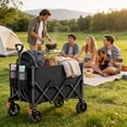 thumbnail image 3 of CHITOOMA Wagon Cart Foldable, 350LBS Collapsible Wagon, 160L Large Capacity Utility Cart with Side Pocket for Camping, Shopping & Outdoor Activities, 3 of 8