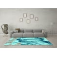 thumbnail image 3 of Ahgly Company Indoor Round Abstract Light Blue Modern Area Rugs, 4' Round, 3 of 4