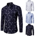 thumbnail image 4 of Mens Long Sleeve Floral Print Fit Shirt Casual Party Formal Tops Blouse Shirt, 4 of 8