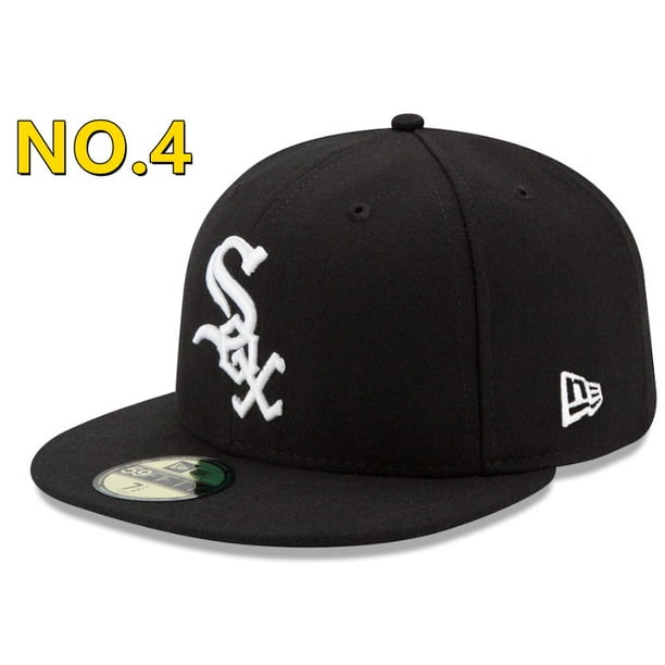 Black MLB Chicago Blanco Sox Flat Cap New York Yankees Full Enclosure Unisex Hip Hop Snapback Cap Men's Oversized Flat Brim Cappangjing