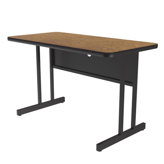 Correll Desk Height Commercial Laminate Top Computer/Student Desks 24x36", RECTANGULAR, MEDIUM OAK , BLACK
