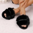 thumbnail image 6 of uublik Indoor Fuzzy Slippers for Women Winter Indoor House Shoes Comfortable Couple Home Footwear, Black, 6 of 7