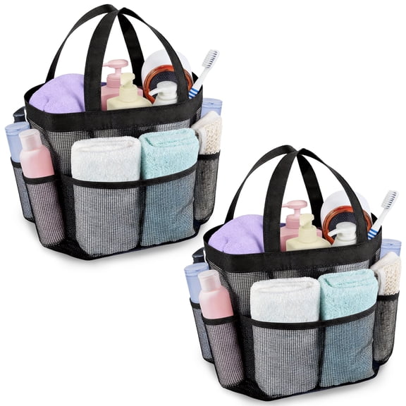 2Pcs Mesh Shower Caddy Portable, Quick Dry Shower Tote Bag College Dorm Room Essentials with 7 Pockets for Bathroom, Beach, Gym 2 Handles