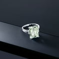 thumbnail image 3 of Gem Stone King 6.67 Cttw Green Prasiolite Engagement Ring for Women | 925 Sterling Silver| Octagon Checkerboard 14X10MM | Gemstone Birthstone | Size 7, 3 of 5
