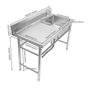 Miumaeov Commercial Kitchen Utility Sink with Stand 304 Stainless Steel Freestanding Kitchen Sink with Faucet and Worktable Multi-functional Shelf for Garage Restaurant Kitchen Laundry