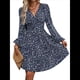 thumbnail image 1 of Vestido Elegante para Mujer, Cuello en V, Larga, Cintura Alta, Corte Holgado, para Fiesta de Graduación, Cóctel, Corto Flores Pequeñas XXL, 1 of 8