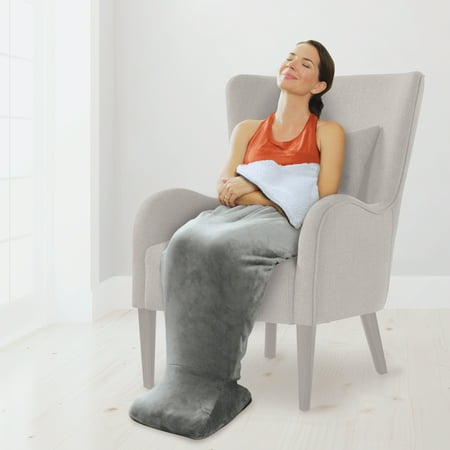 Calming Cozy Heating Blanket & Massager, Grey