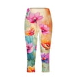 thumbnail image 6 of jjayotai Women's Floral Print Capri Leggings, High Waisted Tummy Control Tight Pants for Running Exercise Yoga Gym Workout Trousers, 6 of 7