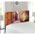 thumbnail image 2 of Cityscape Headboard, Street in Pienza Tuscany Italy with Hanging Basket Plants Flowers Bicycles Picture, Upholstered Decorative Metal Bed Headboard with Memory Foam, Twin Size, Red Green, by Ambesonne, 2 of 4