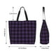 thumbnail image 5 of Balery Purple Black Plaid Bolsa Tote Estilo Estético con Cremalleras, Bolsa de Hombro, Bolsa de Compras Grande y Plegable, 5 of 8