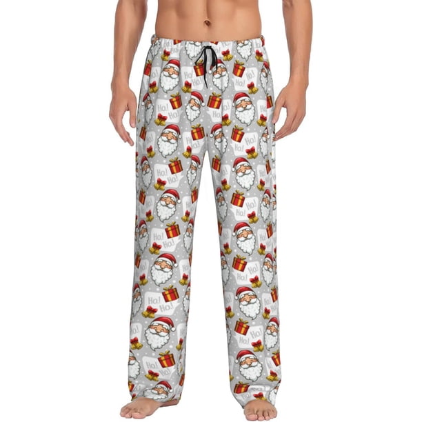 Balery Christmas Santa Claus Pantalones de pijama para hombre, pijama ultraligero, pantalón de descanso-X-Large
