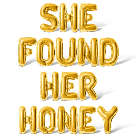Letter Balloons - SHE FOUND HER HONEY 16" Inch Alphabet Letters Foil Mylar Balloon Bachelorette Party Banner (Gold)