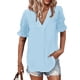 thumbnail image 4 of Sunloudy, camisas de gasa salvaje a la moda para mujer, blusas sueltas informales de verano de manga corta con lunares suizos de Color sólido Sunloudy  S M L XL XXL, 4 of 9