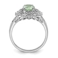 thumbnail image 4 of Auriga 925 Sterling Silver Rhodium Green Quartz & Diamond Ring for Women Size- 6, 4 of 6