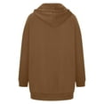 thumbnail image 7 of Trendy Olyvenn Womens Long Sleeve Sweatshirts Long Coat Tops Casual Plus Size Loose Women's Solid Color Hoodie Zipper Tops With Pockets Brown XL, 7 of 7