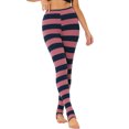 thumbnail image 1 of Disfraz de Halloween Allegra K polainas del traje de la Navidad de las mujeres pantalones del estribo de la yoga de la cintura elástica alta Raya rosa azul marino XS, 1 of 5