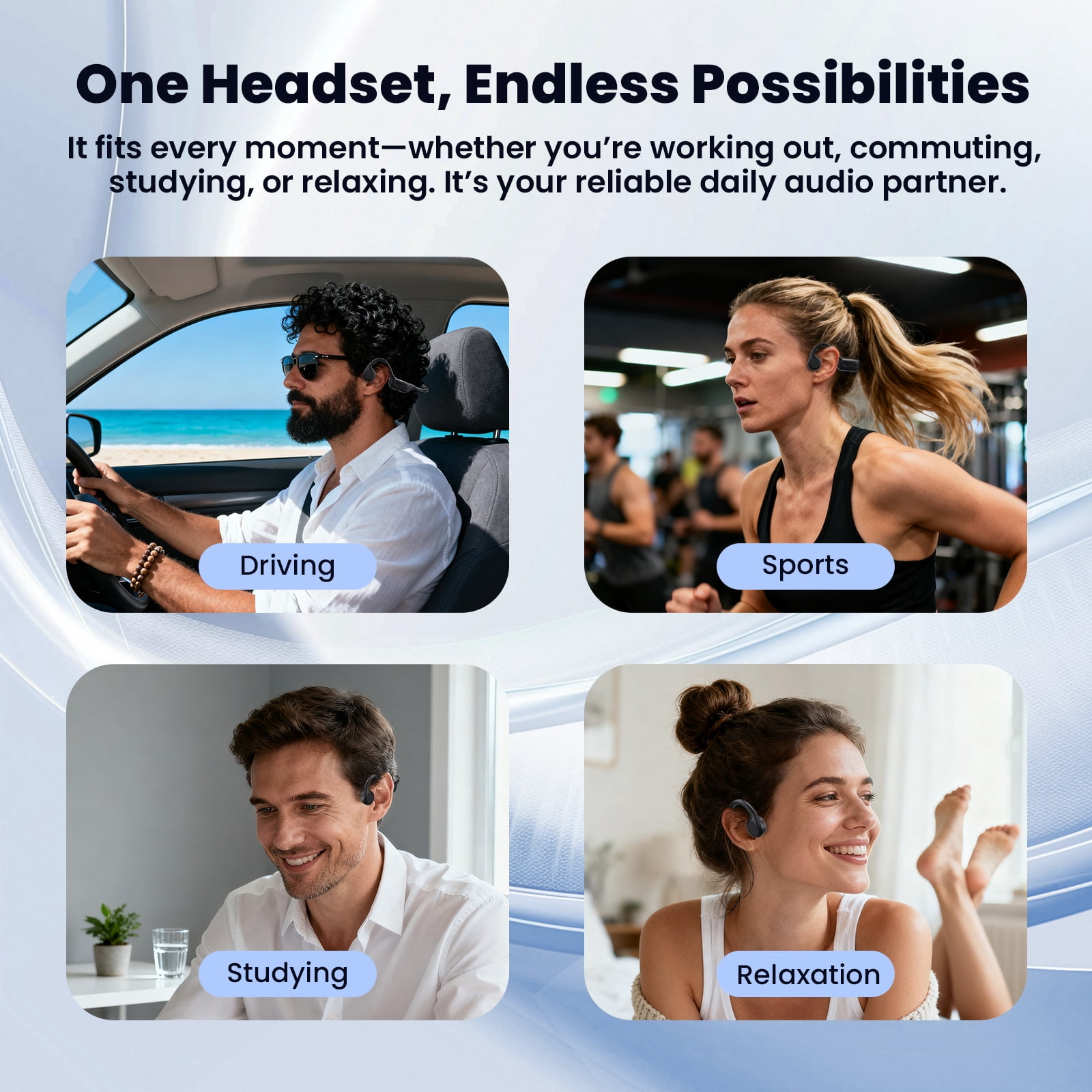 ETEPEHI Bone Conduction Headphones - Bluetooth 5.4 Open Ear Headphones, Premium Loud Sound 10Hrs Playtime Bluetooth Headphones - IPX5 Waterproof Sports Headset for Running, Cycling, Walking