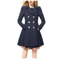thumbnail image 2 of Black and Friday Clothing Sales Idoravan Trench Coats for Women Plus Size Women's Solid Color Lapel Pocket Long Jacket Cardigan Jacket Navy L, 2 of 6