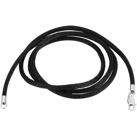 1 Box 3Pcs Thin Silk Necklace Cord 1mm Black Fibre Soft Rope Chain with Stainless Steel Lobster Clasp for Jewelry Making Pendant DIY Crafts