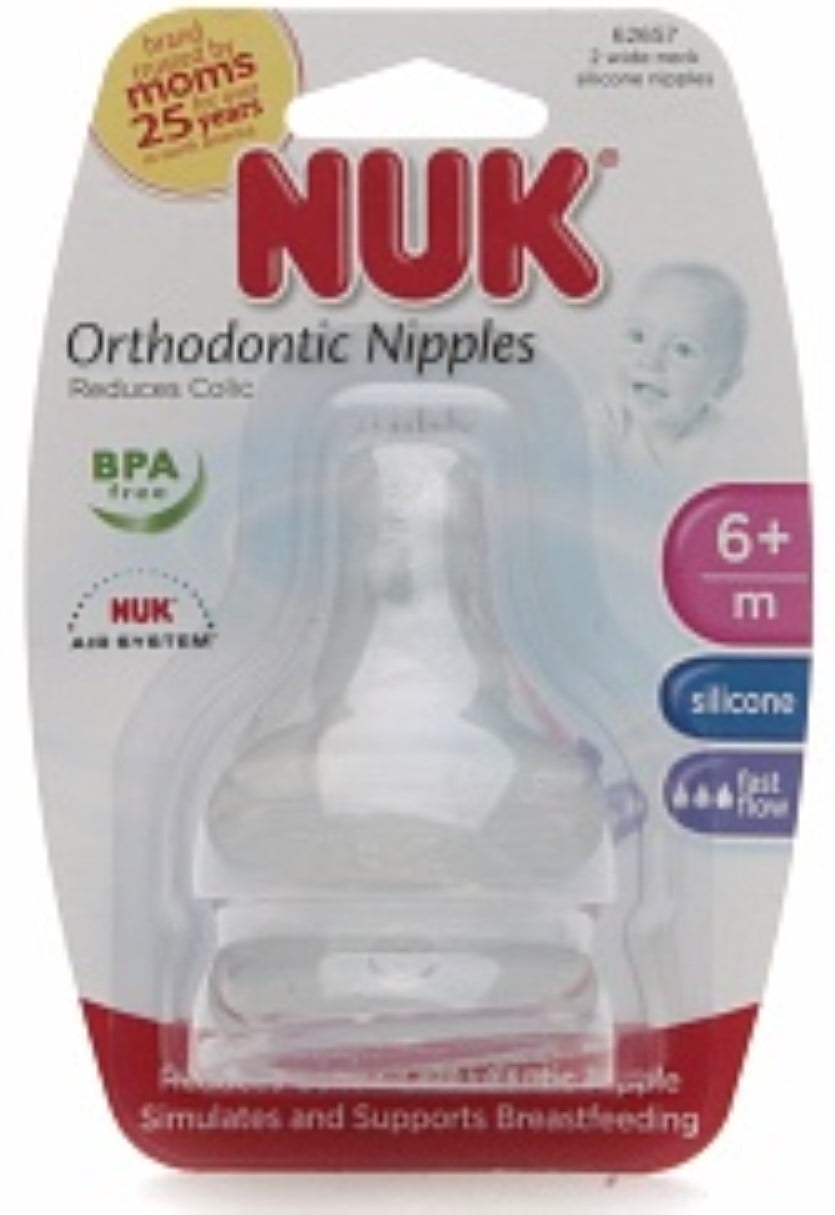 NUK Perfect Fit Nipples 6+months Fast Flow 2 ea