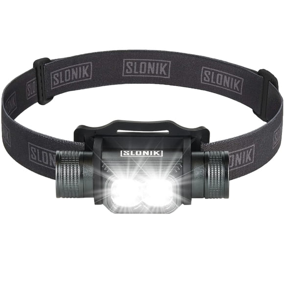 Linterna frontal SLONIK recargable de 1000 lúmenes, impermeable, negra