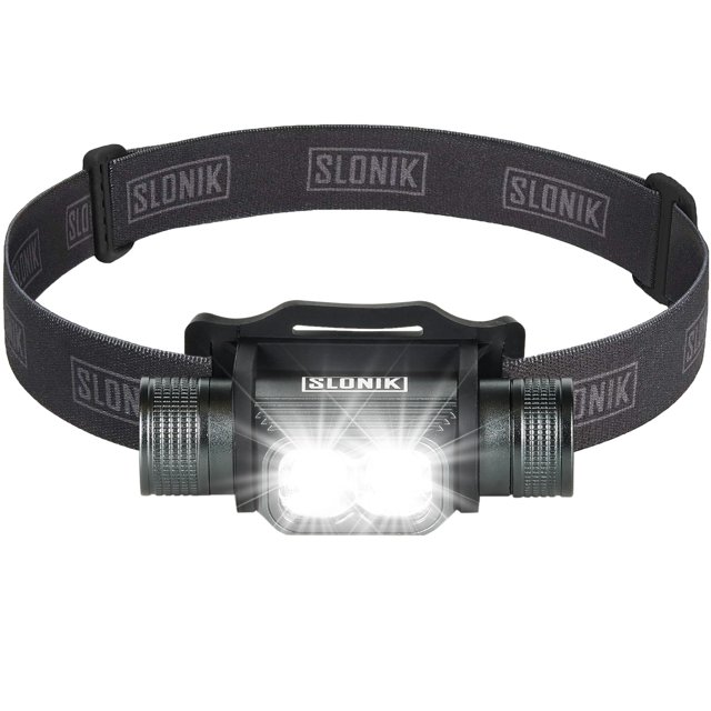 Linterna frontal SLONIK recargable de 1000 lúmenes, impermeable, negra